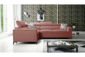 Galbally 3-sits Hörnbäddsoffa Vänster 275x198 cm med Förvaring i Sammet - Rosa - Möbler - Soffa - Bäddsoffa