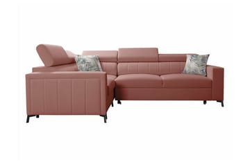 Galbally 3-sits Hörnbäddsoffa Vänster 275x198 cm med Förvaring i Sammet - Rosa - Möbler - Soffa - Bäddsoffa