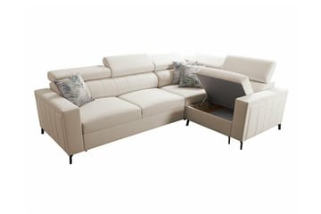 Galbally 3-sits Hörnbäddsoffa Vänster 275x198 cm med Förvaring i Sammet - Rosa - Möbler - Soffa - Bäddsoffa
