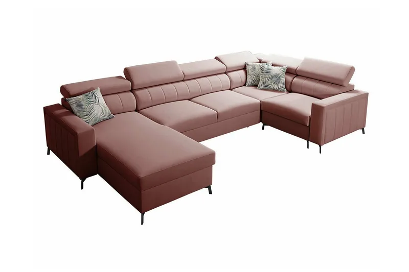 Galbally 4-sits Hörnbäddsoffa Light pink