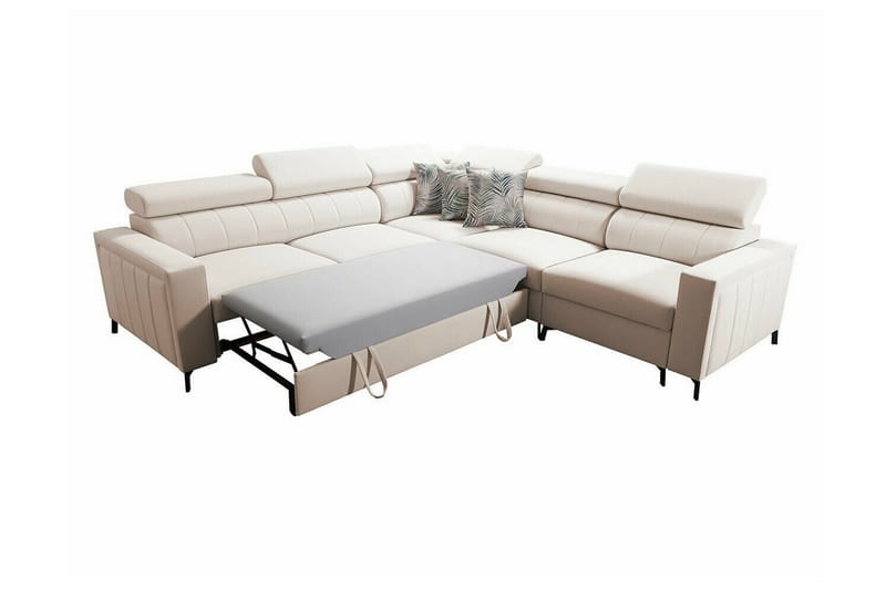 Galbally 4-sits L-formad Bäddsoffa med Förvaring i Tyg - Mörkbrun - Möbler - Soffa - Bäddsoffa