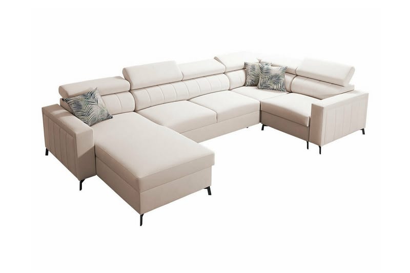 Galbally 4-sits U-formad Hörnbäddsoffa med Förvaring i Tyg, Beige