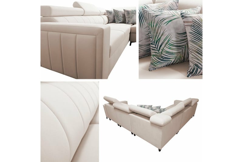 Galbally 4-sits Vänster L-formad Bäddsoffa med Förvaring i Tyg - Brun - Möbler - Soffa - Bäddsoffa