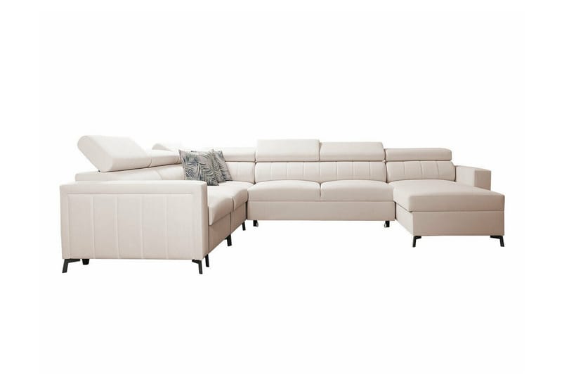 Galbally 5-sits Höger U-formad Hörnbäddsoffa med Förvaring i Tyg, Beige