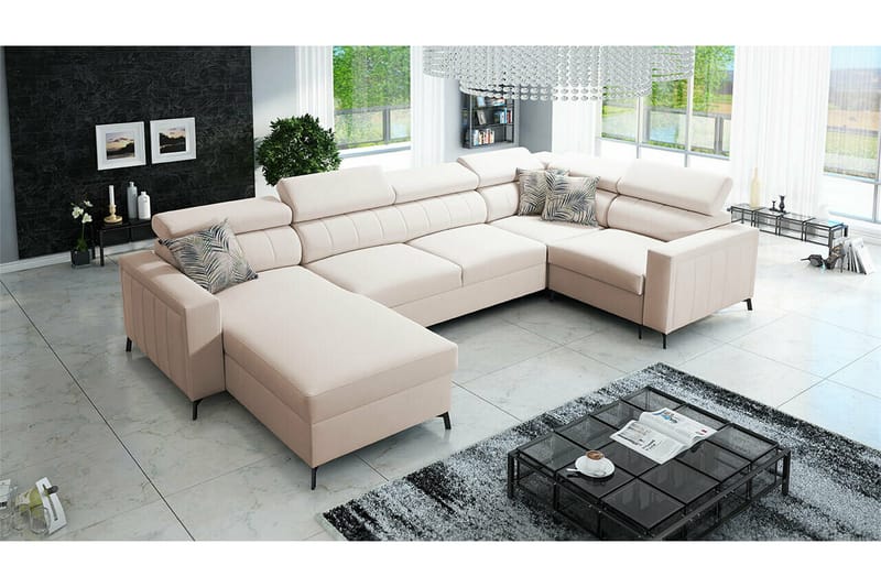 Galbally 5-sits Hörnbäddsoffa beige - Möbler - Soffa - Bäddsoffa
