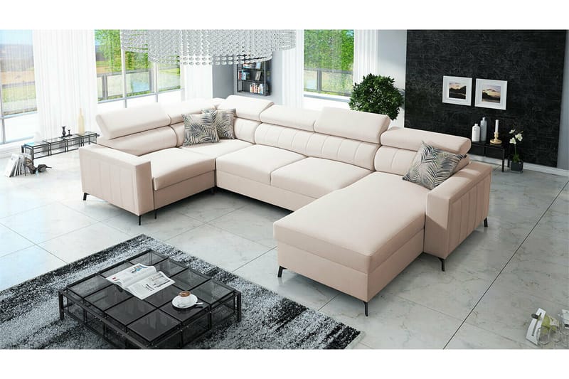 Galbally 5-sits Hörnbäddsoffa beige - Möbler - Soffa - Bäddsoffa