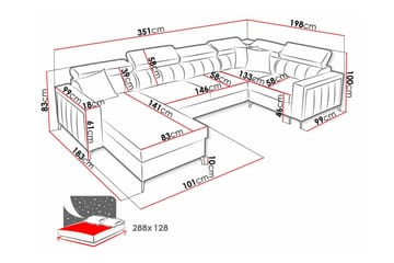 Galbally 5-sits Hörnbäddsoffa Light grey/Dark grey - Möbler - Soffa - Bäddsoffa