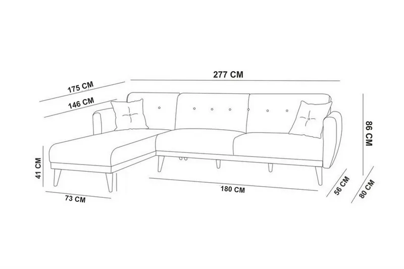 Gjoni Bäddsoffa med Divan Höger - Vit - Möbler - Soffa - Bäddsoffa