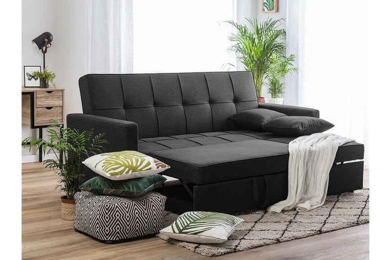 Glomma 3-sits Utdragbar Längsbäddad Bäddsoffa 181x207 cm i Tyg - Mörkgrå - Möbler - Soffa - Bäddsoffa