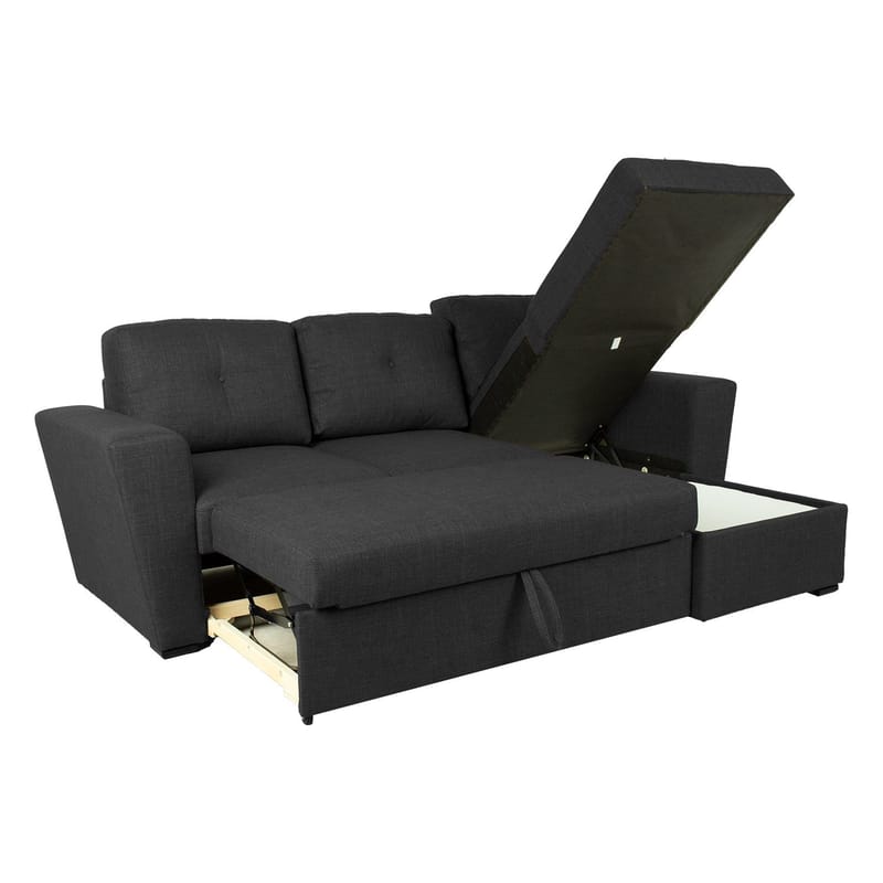 Hörnbäddsoffa 3-sits Vändbar L-formad 150x196 cm med Förvaring i Tyg - Antracit - Möbler - Soffa - Bäddsoffa