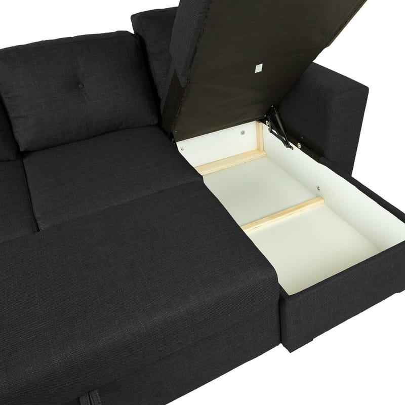 Hörnbäddsoffa 3-sits Vändbar L-formad 150x196 cm med Förvaring i Tyg - Antracit - Möbler - Soffa - Bäddsoffa
