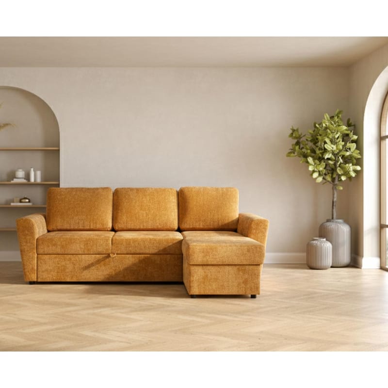 Hörnbäddsoffa Fenor - Ljusgul - Möbler - Soffa - Bäddsoffa