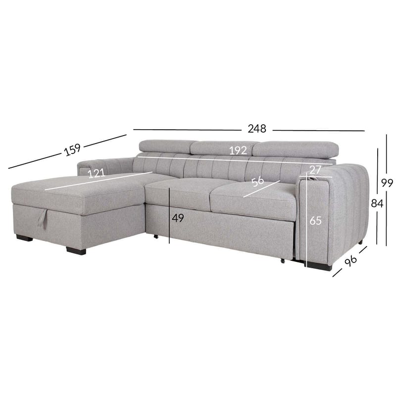 Hörnbäddsoffa Selmar Vänster - grå - Möbler - Soffa - Bäddsoffa