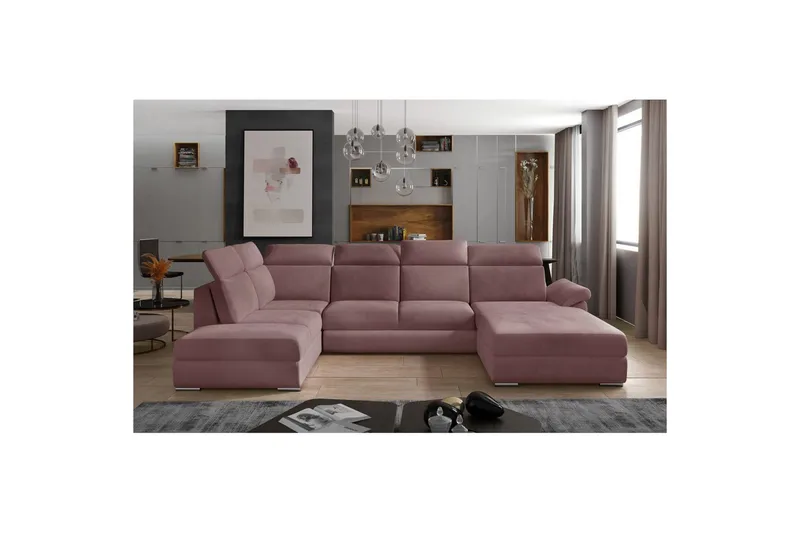 Hörnsoffa Eltap Evanell 336x211x102 cm, Monolith 63, Rosa, Höger