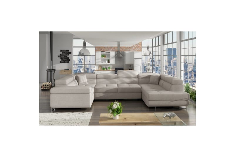 Hörnsoffa Eltap Letto 340x202x90 cm, Överdrag 02, Ljusgrå, Höger