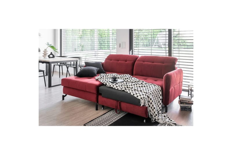 Hörnsoffa Eltap Lorelle 225x160x105 cm - Omega 91, Rosa, Vänster - Möbler - Soffa - Bäddsoffa