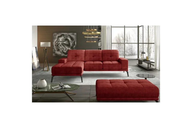 Hörnsoffa Eltap Torrense 265x175x98 cm, Dora 63, Röd, Vänster