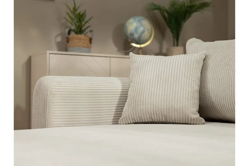 Handda 3-sits Vänstervänd Bäddsoffa med Divan och Schäslong i Tyg - Beige - Möbler - Soffa - Bäddsoffa
