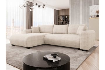 Handda 3-sits Vänstervänd Bäddsoffa med Divan och Schäslong i Tyg - Beige - Möbler - Soffa - Bäddsoffa