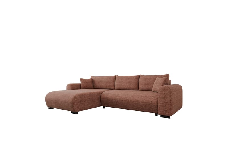 Handda 3-sits Vänstervänd Bäddsoffa med Divan och Schäslong i Tyg, Rostbrun