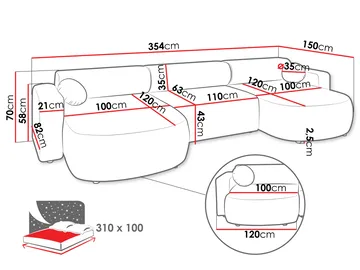 Hanish Bäddsoffa Dubbeldivan 5-sits - Vit - Möbler - Soffa - Bäddsoffa