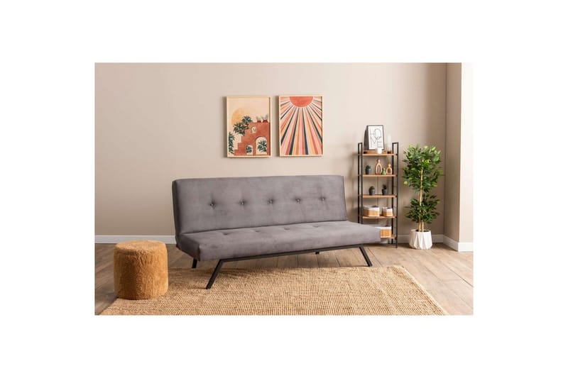 Hetalia 3-sits Rektangulär Fällbar Bäddsoffa 100x180 cm i Tyg - Grå - Möbler - Soffa - Bäddsoffa