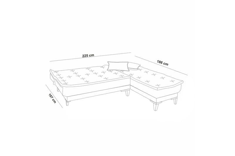 Hunterville Bäddsoffa m. Divan 4-sits 107x205 - Mörkblå - Möbler - Soffa - Bäddsoffa