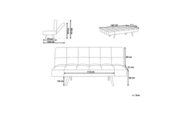Ingaro Bäddsoffa 182 cm - Grå - Möbler - Soffa - Bäddsoffa