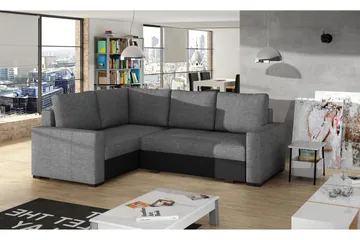 Irfan Hörnbäddsoffa med Divan - Grå/Svart - Möbler - Soffa - Bäddsoffa