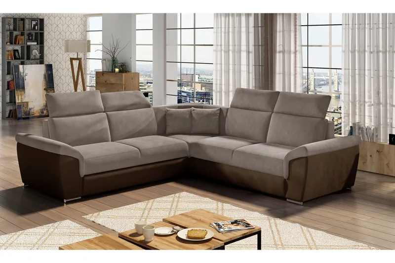 Isakke Hörnbäddsoffa, Beige/Brun