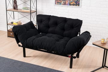 Jenica 2-sits Fällbar Bäddsoffa i Tyg med Metallben - Svart - Möbler - Soffa - Bäddsoffa