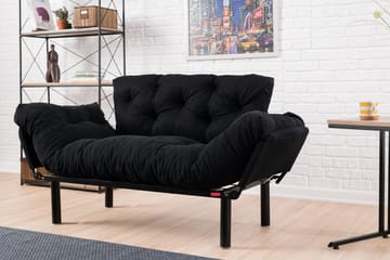 Jenica 2-sits Fällbar Bäddsoffa i Tyg med Metallben - Svart - Möbler - Soffa - Bäddsoffa