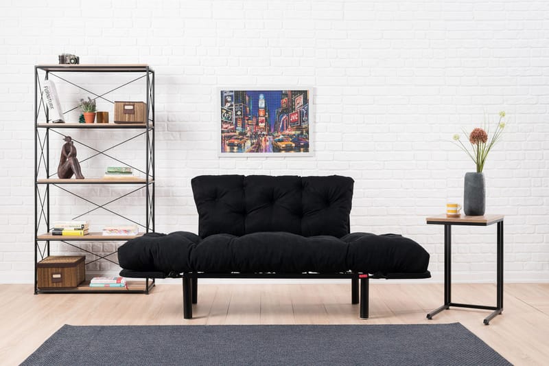 Jenica 2-sits Fällbar Bäddsoffa i Tyg med Metallben - Svart - Möbler - Soffa - Bäddsoffa