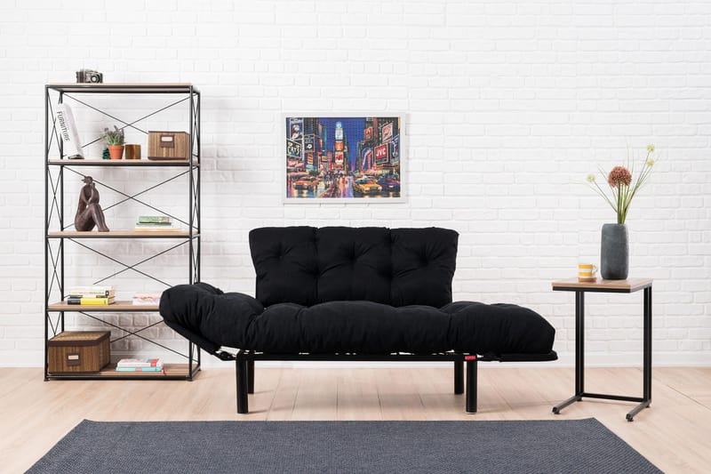 Jenica 2-sits Fällbar Bäddsoffa i Tyg med Metallben - Svart - Möbler - Soffa - Bäddsoffa