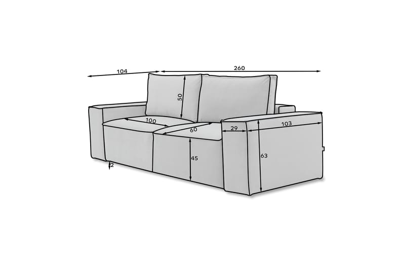 Kamli Bäddsoffa 3-sits med Förvaring - Ljusrosa - Möbler - Soffa - Bäddsoffa