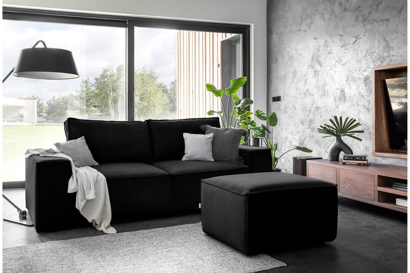Kamli Bäddsoffa 3-sits med Förvaring, Svart