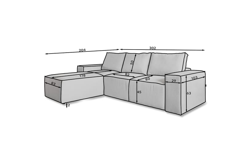 Kamli Bäddsoffa m. Divan med Förvaring - Rosa - Möbler - Soffa - Bäddsoffa