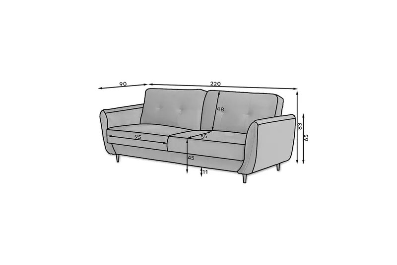 Katsuya Bäddsoffa 3-sits - Gul - Möbler - Soffa - Bäddsoffa