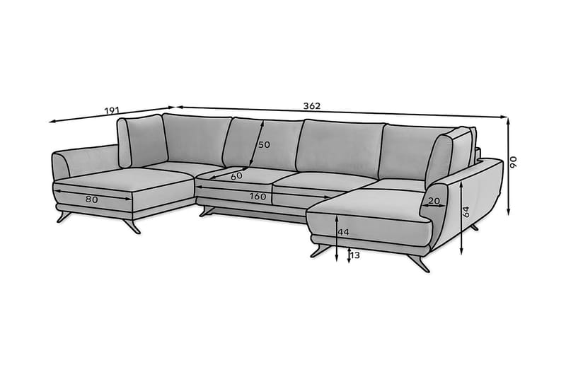 Katun Bäddsoffa Dubbelschäslong - Ljusgrå - Möbler - Soffa - Bäddsoffa