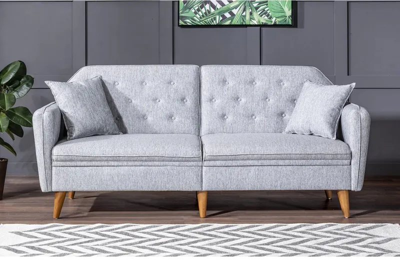 Keena Rektangulär Längsbäddad Bäddsoffa 82x202 cm i Tyg - Grå - Möbler - Soffa - Bäddsoffa