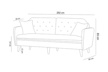Keena Rektangulär Längsbäddad Bäddsoffa 82x202 cm i Tyg - Grå - Möbler - Soffa - Bäddsoffa