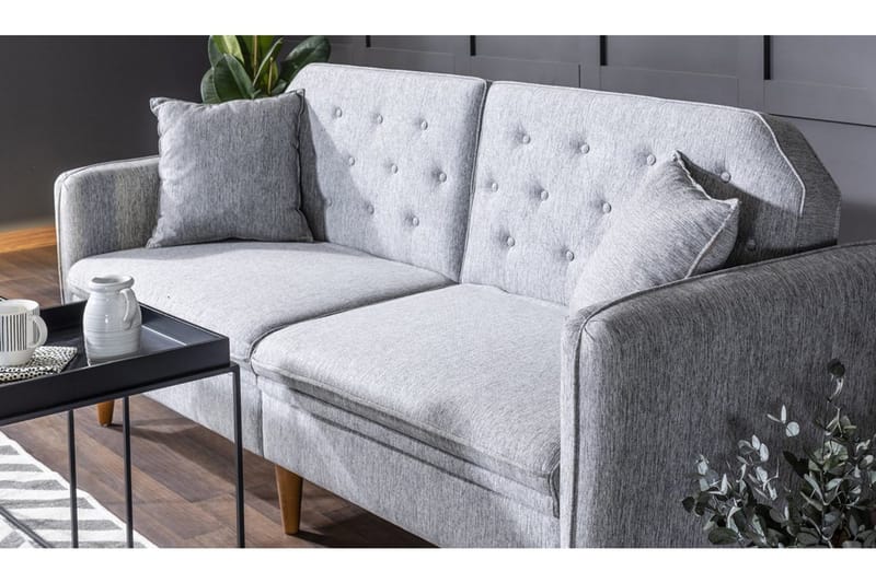 Keena Rektangulär Längsbäddad Bäddsoffa 82x202 cm i Tyg - Grå - Möbler - Soffa - Bäddsoffa