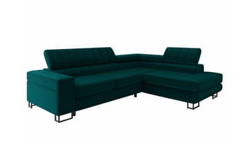 Kintore 3-sits Höger Hörnbäddsoffa 123x192 cm med Förvaring i Sammet - Mörkgrön - Möbler - Soffa - Bäddsoffa