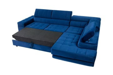 Kintore 3-sits Höger Hörnbäddsoffa 123x192 cm med Förvaring i Sammet - Röd - Möbler - Soffa - Bäddsoffa