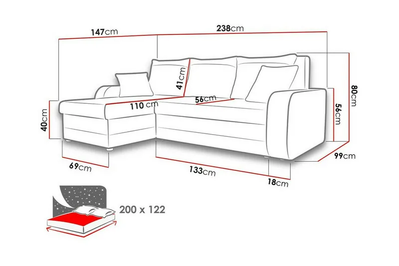 Kintore 3-sits Hörnbäddsoffa - Möbler - Soffa - Bäddsoffa