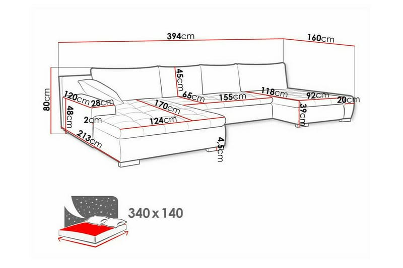 Kintore 4-sits Högervänd Hörnbäddsoffa 140x340 cm med Förvaring i Sammet - Blå - Möbler - Soffa - Bäddsoffa