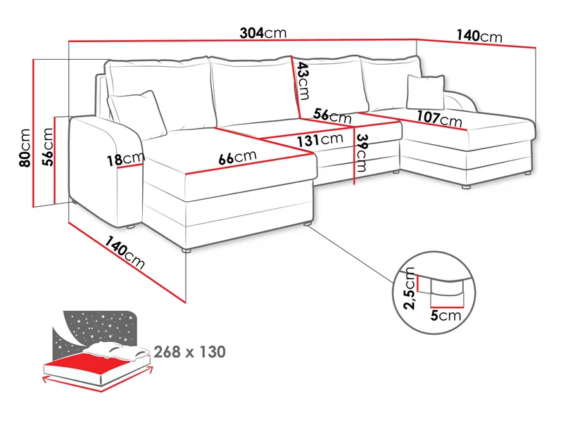 Kintore 4-sits Hörnbäddsoffa Black/Grey - Möbler - Soffa - Bäddsoffa