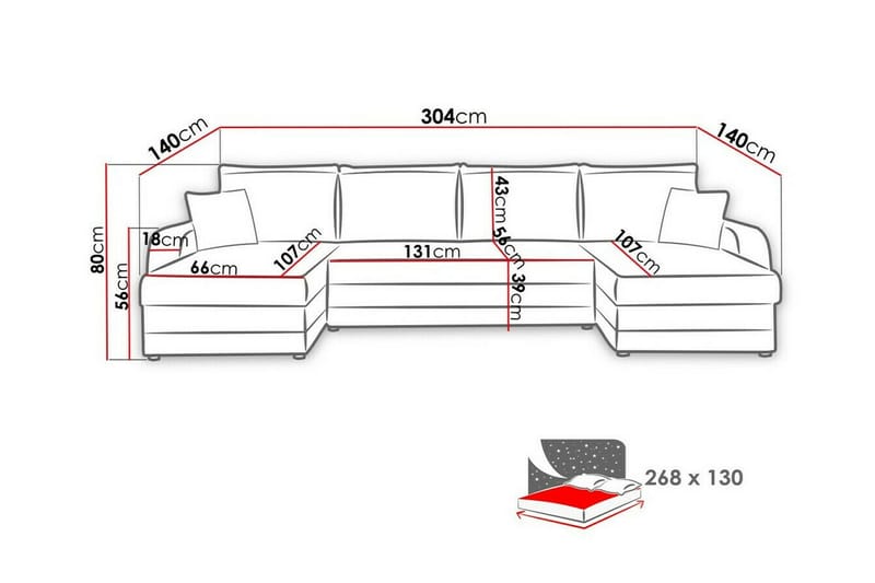 Kintore 4-sits Hörnbäddsoffa Black/Light grey - Möbler - Soffa - Bäddsoffa