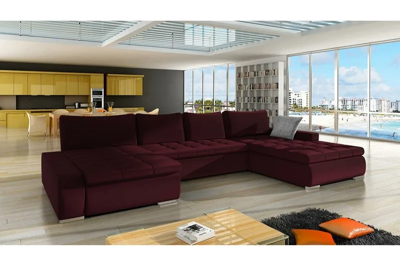 Kintore 4-sits Hörnbäddsoffa Wine red - Möbler - Soffa - Bäddsoffa