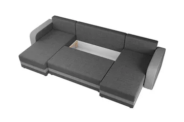 Kintore 4-sits U-formad Hörnbäddsoffa 113x275 cm med Förvaring i Tyg - Grå - Möbler - Soffa - Bäddsoffa